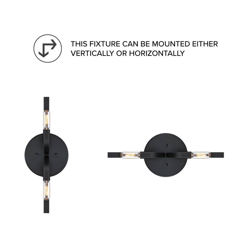 Skye 6.25 in. 2-Light Matte Black Wall Sconce Light for Bathrooms