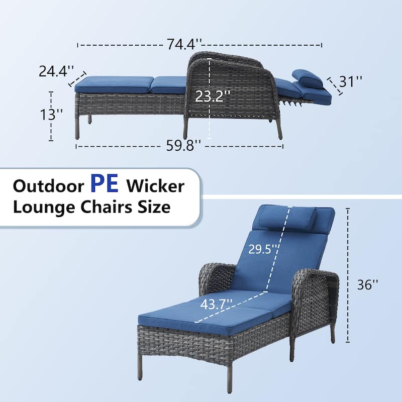 Patio Chaise Lounge with Cushion