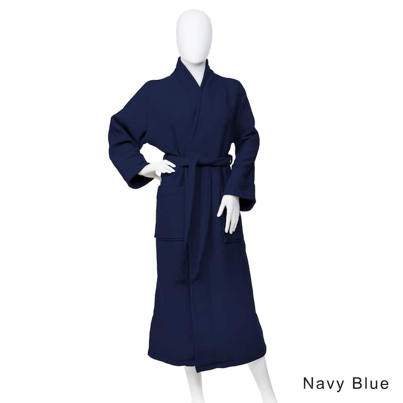 Superior Cotton Waffle Weave Spa Bath Robe - XL/XXL - Navy Blue
