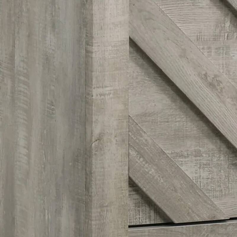 Velz TV Media Stand Console, 2 Chevron Doors, Open Shelves, Beige