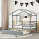 preview thumbnail 1 of 13, Twin Child House Bed with Blackboard and Trundle - Grey Grey - Twin