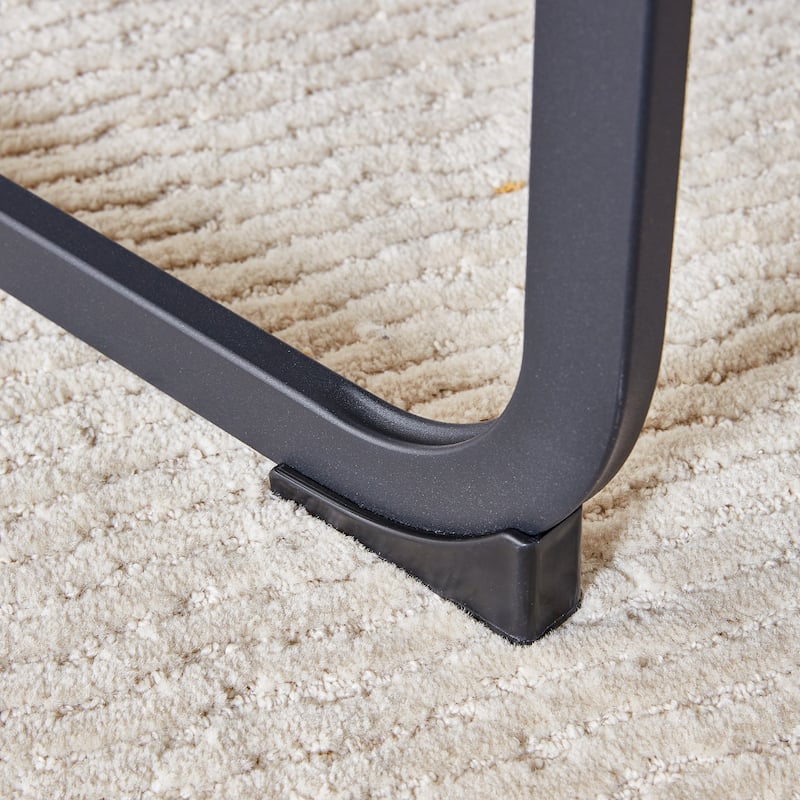 Modern Dining Set with Tempered Glass Legs & Fabric Chairs