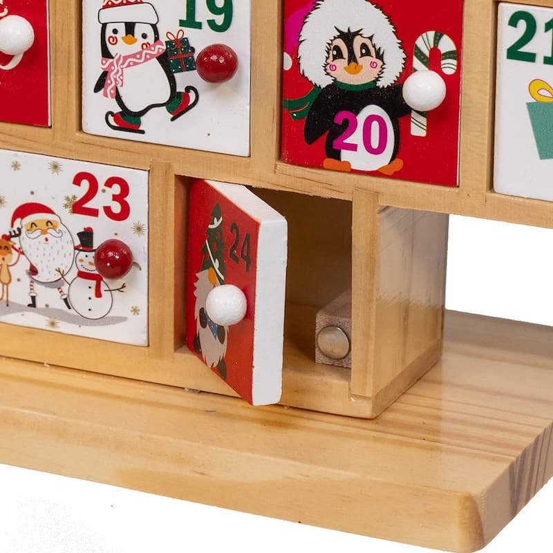 Kurt Adler 15-Inch Wooden Tree Advent Calendar - Red