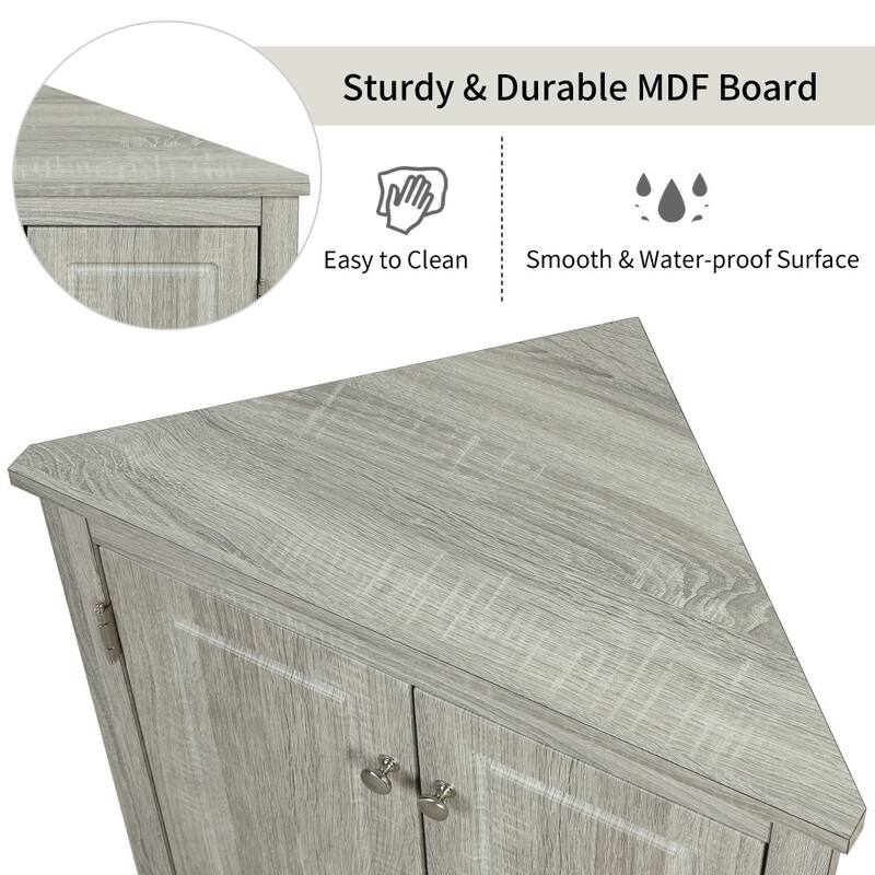 Triangle Bathroom Freestanding Storage Cabinet with Adjustable Shelves
