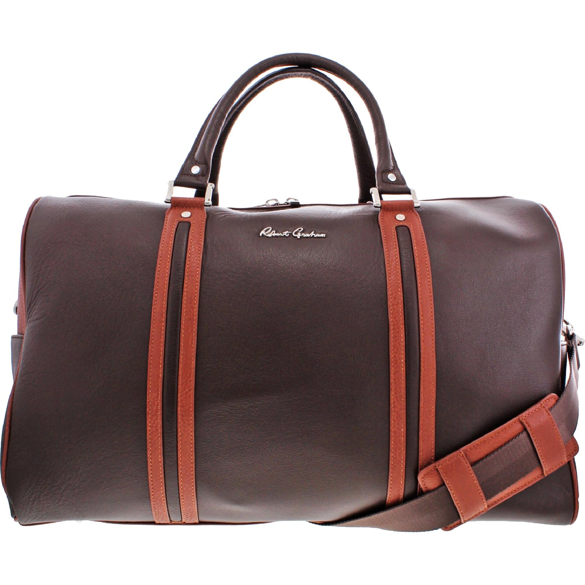 Shop Robert Graham Siran Men S Leather Signature Convertible Weekender Duffle Bag Extra Large Overstock 29177404