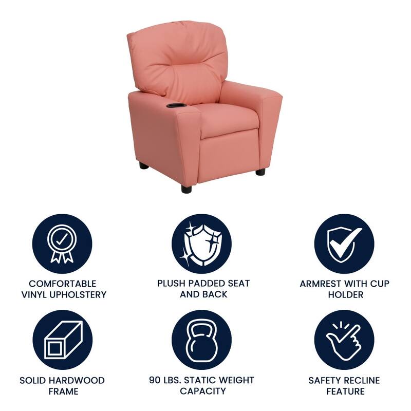 Contemporary Kids Recliner with Cup Holder