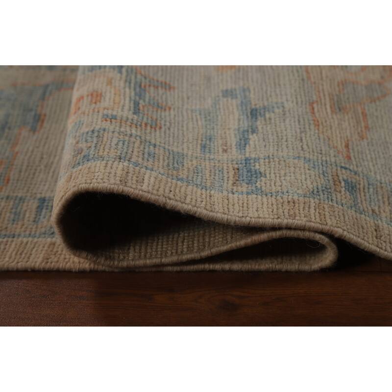 Hand Knotted Oriental 100% Wool Carpet Transitional All-Over Peach Oushak Area Rug - 9' 0'' X 6' 3''