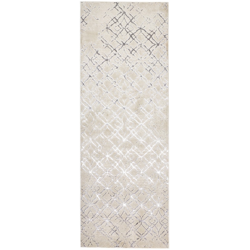 Grand Bazaar Orin Machine Made Distressed Modern Area Rug - 2'10" x 7'10" - Silver/Gray/White