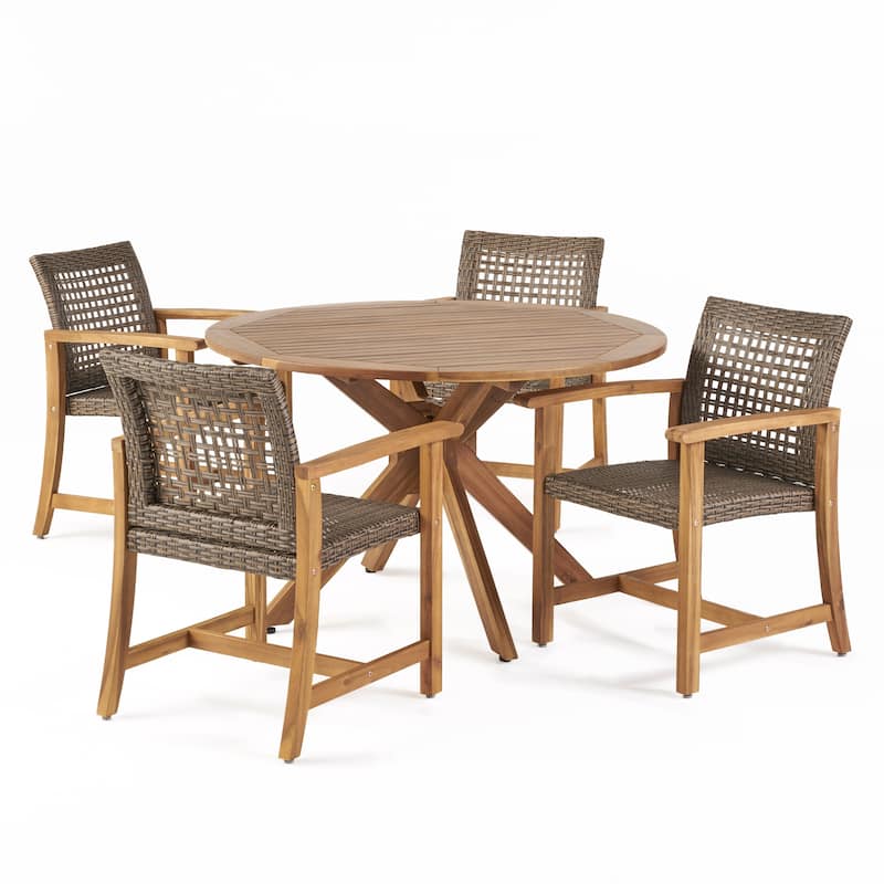Crestview Outdoor 4 Seater Acacia Wood Dining Set by Christopher Knight Home
