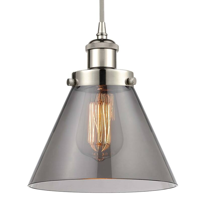 Innovations Lighting 916-1P-10-8 Cone Pendant Cone 8" Wide Mini - Polished Nickel / Plated Smoke