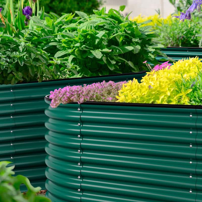 VEIKOUS 23.1''H Metal Galvanized Raised Garden Bed 9-in-1 Modular Outdoor Planter Box - N/A