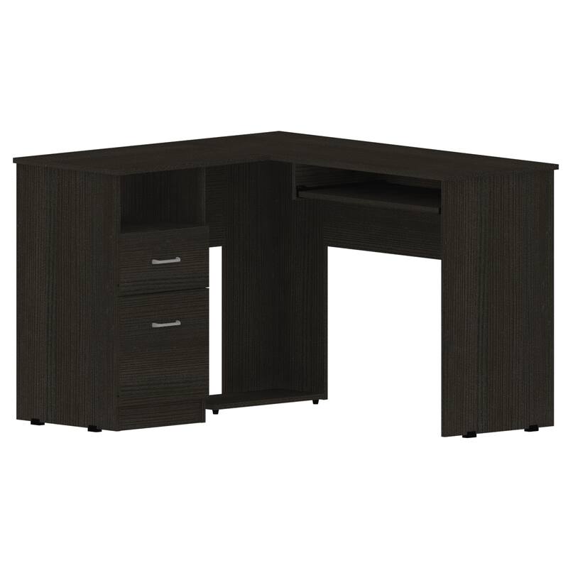 Glendale 2Drawer 1Shelf LShaped Computer Desk Wengue,Ample Storage