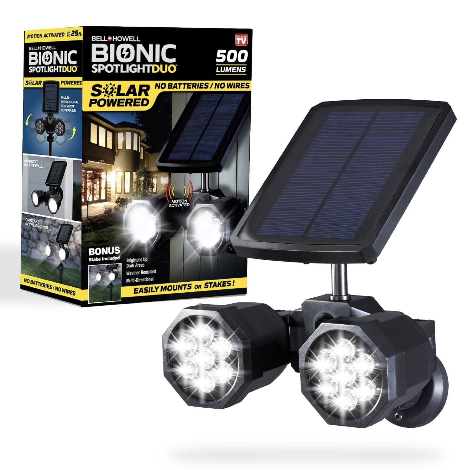 Bell + Howell Bionic Spotlight Duo LED Solar Outdoor Motion Sensor Light -  Bed Bath \u0026 Beyond - 39570351, image size:1500x1500