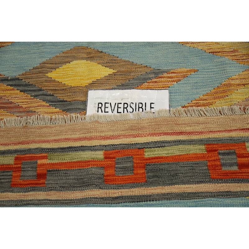 Hand Woven Oriental 100% Wool Carpet Southwestern Tribal Multi-Colored Kilim Area Rug - 9' 10'' X 8' 2''