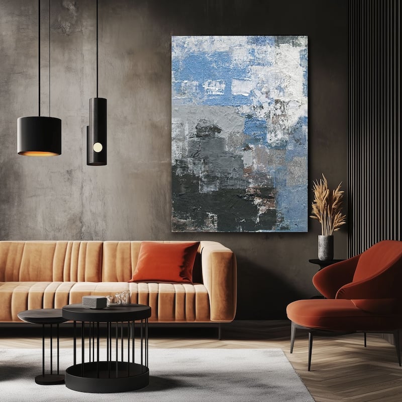 Reflections Hand Painted Abstract Vertical Canvas Wall Art 47x31 Inch