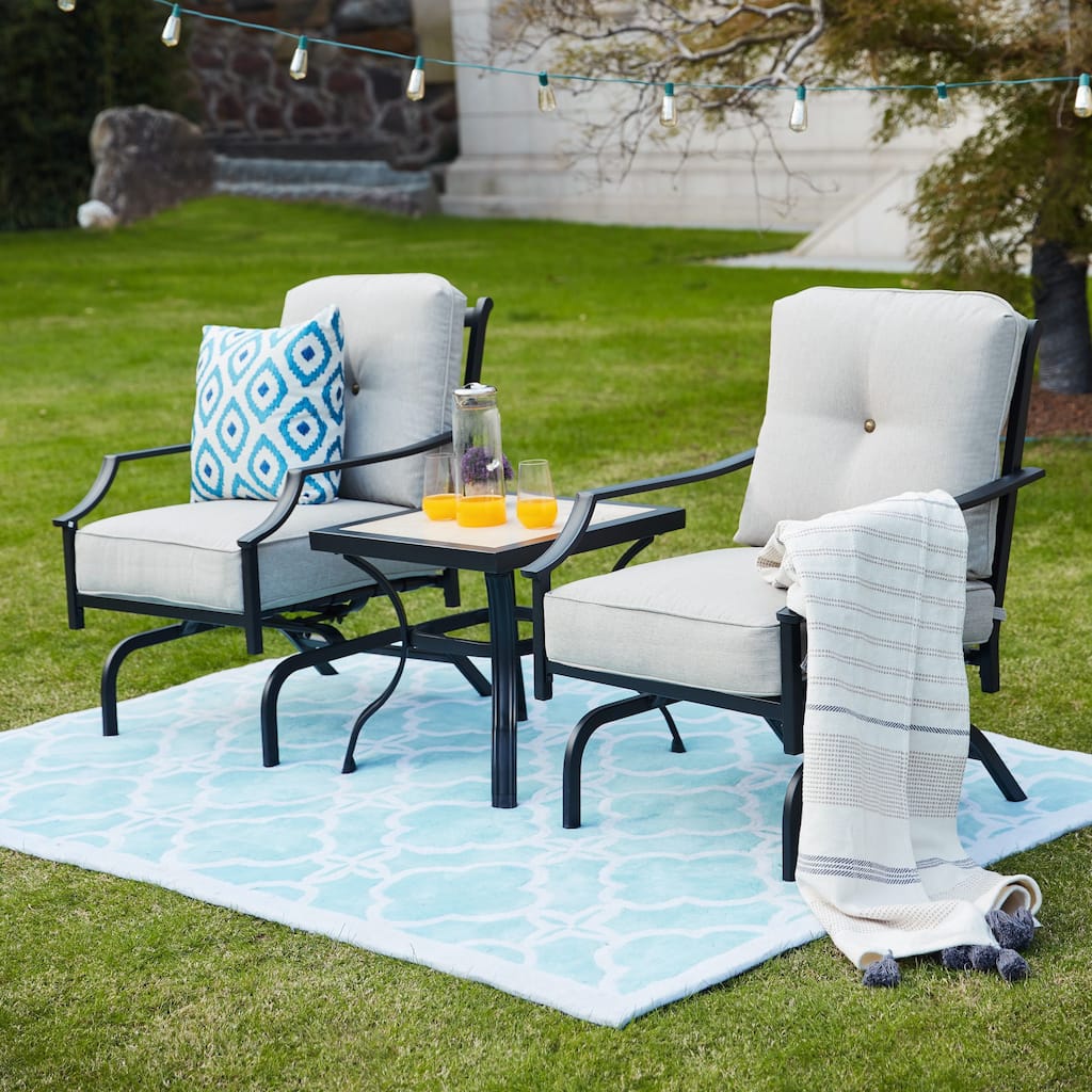 PATIO FESTIVAL 3-Piece Outdoor Rocking-Motion Conversation Set