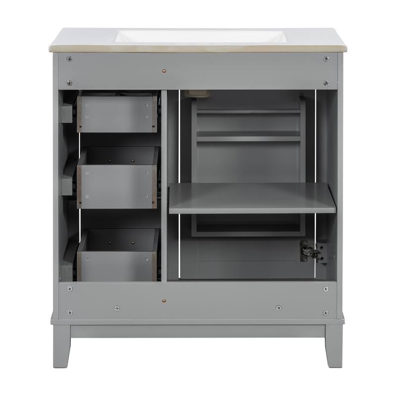 30-inch bathroom vanity with ceramic sink