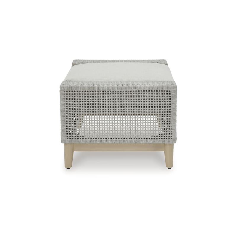 Signature Design by Ashley Seton Creek Gray Outdoor Ottoman with Cushion - 35.13" W x 24.5" D x 19" H