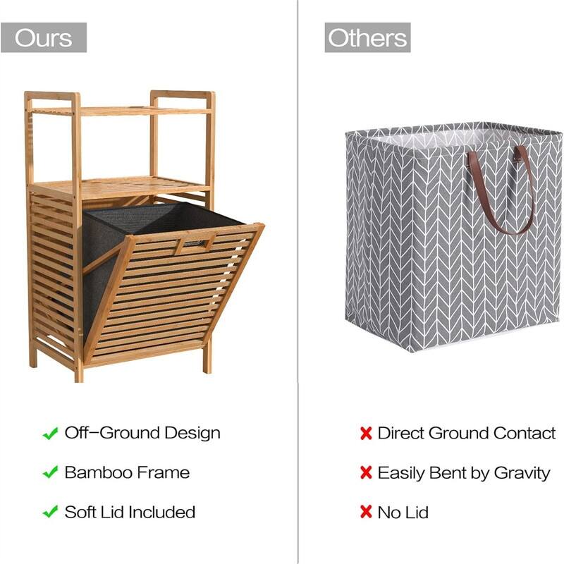 Bamboo Tilt-Out Laundry Hamper Cabinet - 13.07"D x 17.33"W x 37.72"H
