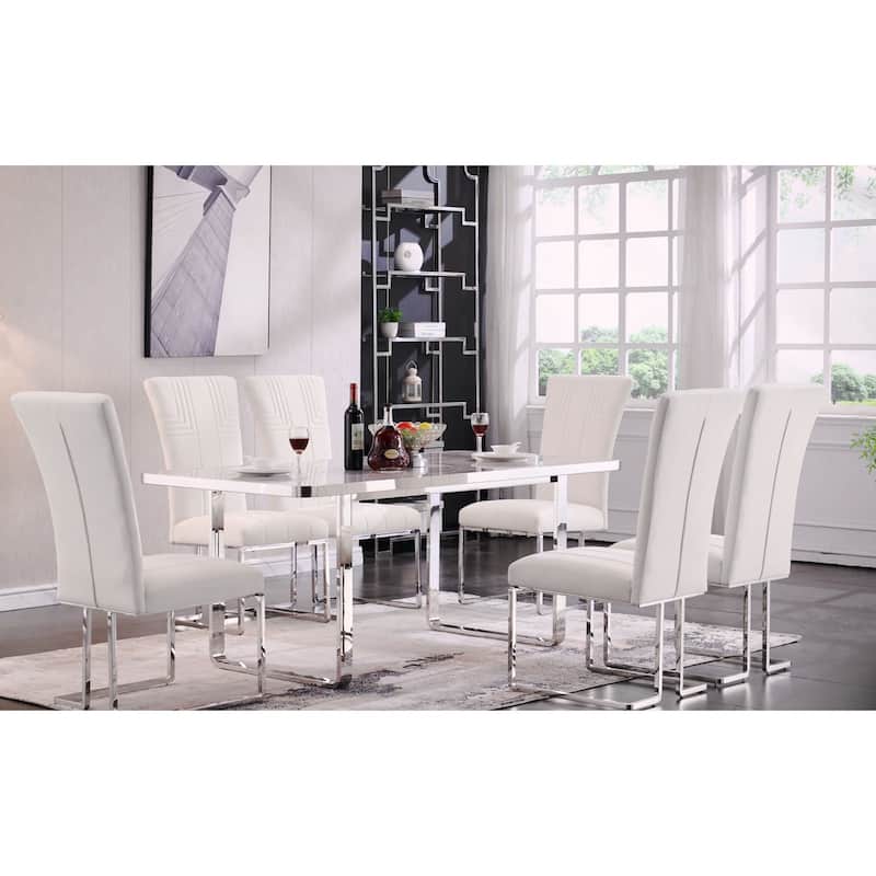 Velvet Dining Chairs with High Back and Polished Metal Legs
