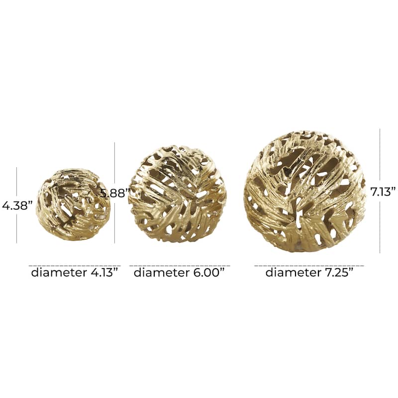 Aluminum Metal Abstract Metallic Cutout Orbs & Vase Filler - Set of 3 Silver or Gold - Roche River Decor