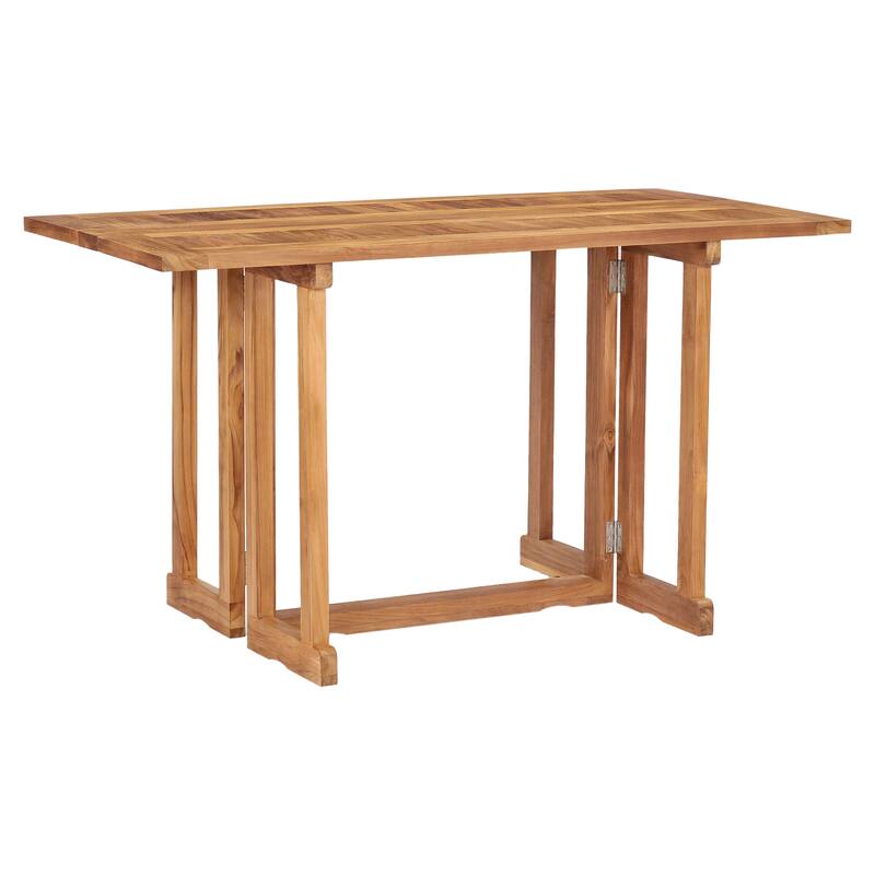 Chic Teak Hatteras Rectangular Teak Wood Outdoor Folding Dining Table, 56 x 28 Inch