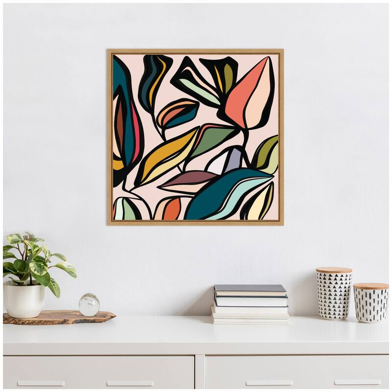 Kate and Laurel Fanciful Ficus SQ Expansion by Alicia Bock Framed Canvas Wall Art Print