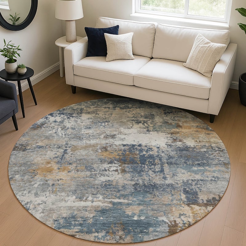 Machine Washable Indoor/ Outdoor Modern Blend Chantille Rug