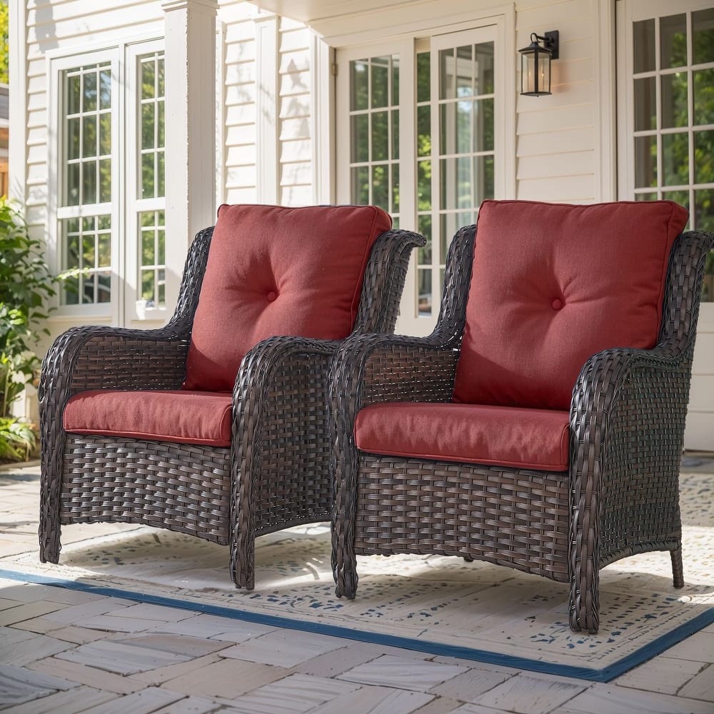 Gymojoy Wicker Patio Club Chairs with Olefin Weather-Resistant Cushions