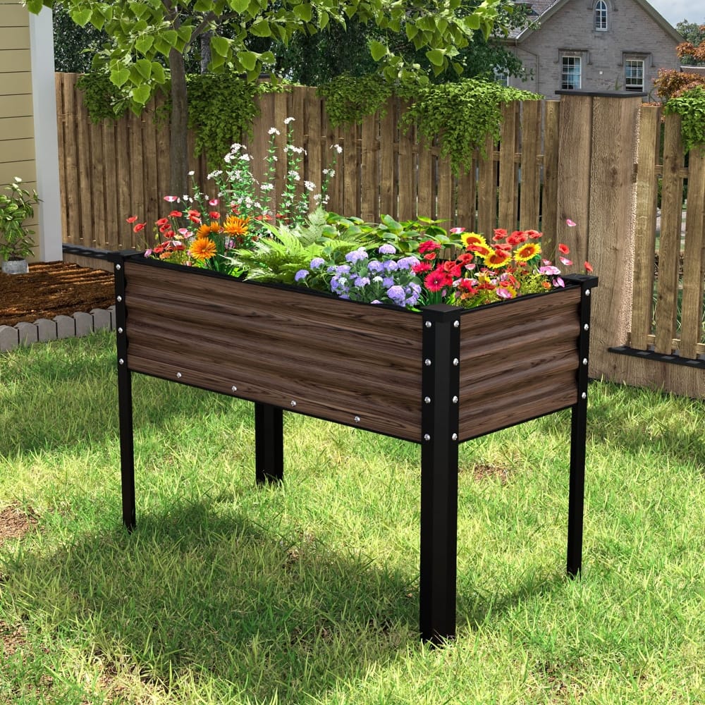 VEIKOUS 7.5 Cu.ft Galvanized Steel Raised Garden Bed, Large Outdoor Planter Box with Drainage Holes