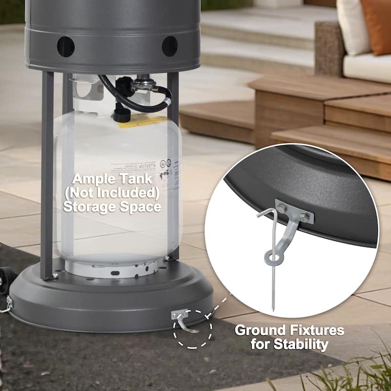 Powder-Coated Propane Gas Outdoor Heater with Wheels, ETL Certified
