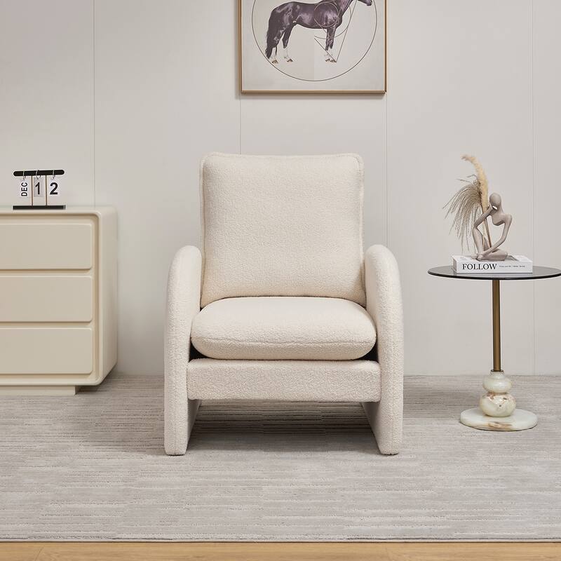 Lamb Fabric Accent Chair With Solid Wood Frame