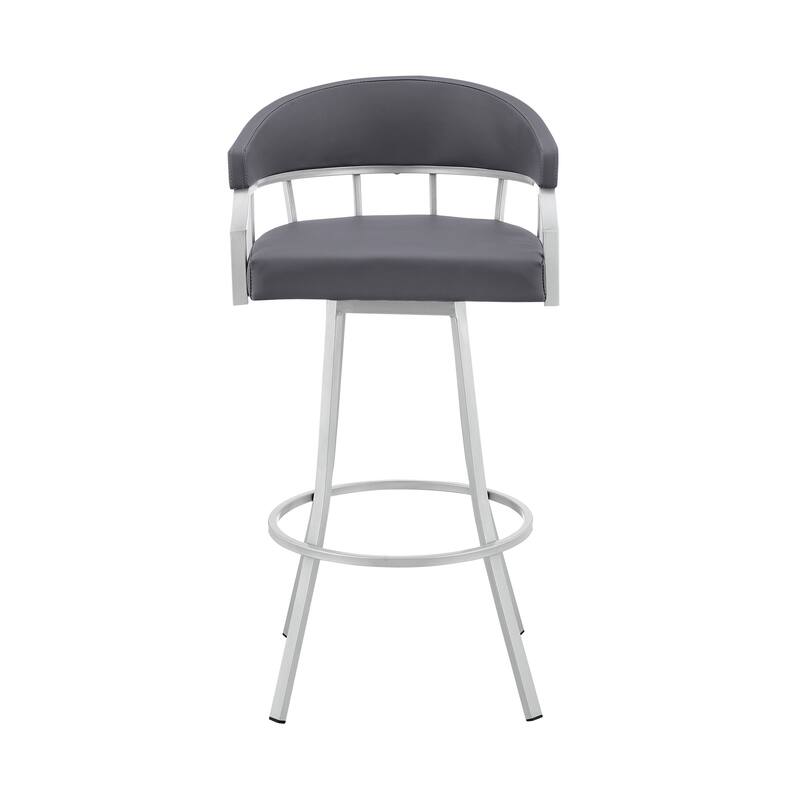 Palmdale Faux Leather and Metal Upholstered Swivel Counter or Bar Stool