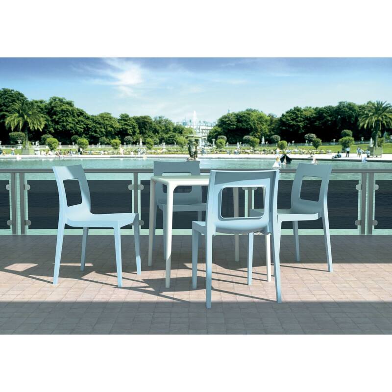 28" White Patio Square Stackable Dining Table