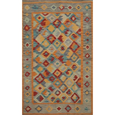 Hand Woven Oriental 100% Wool Carpet Southwestern Tribal Multi-Colored Kilim Area Rug - 6' 0'' X 4' 0''