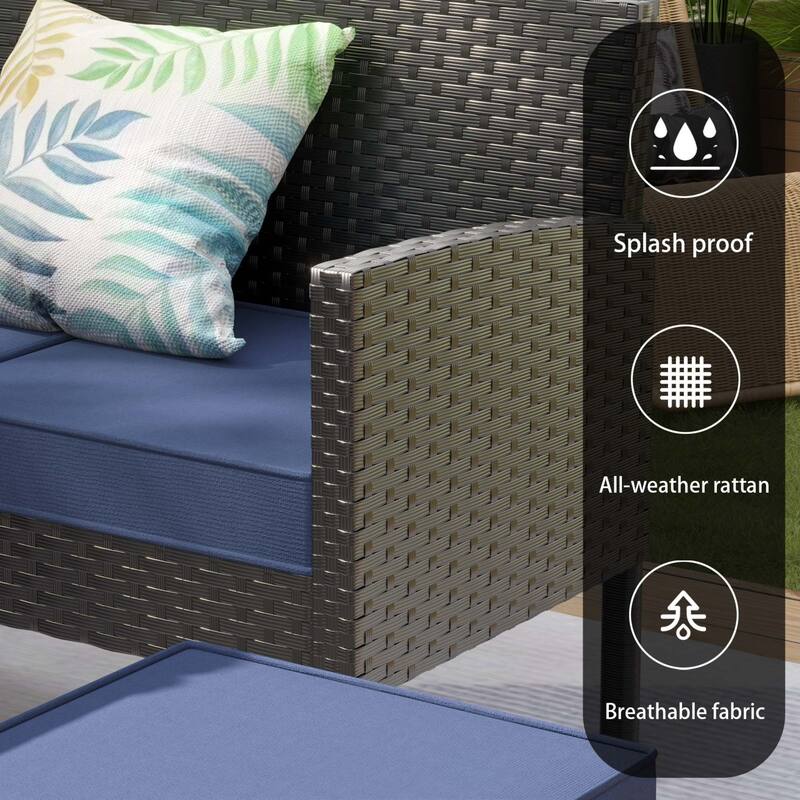 7-Piece Outdoor Patio Conversation Set Outdoor Furniture Set with Waterproof Cushions