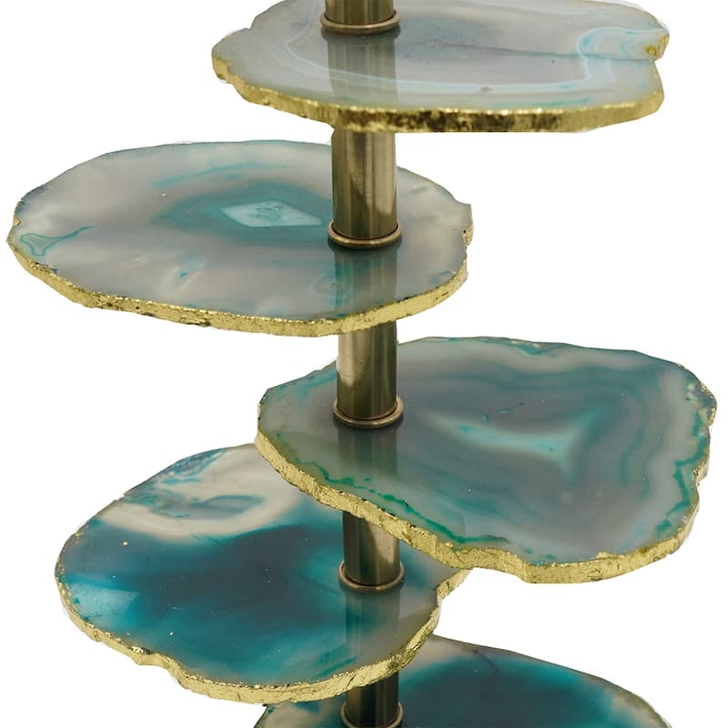 Verdant Agate-Slice Table Lamp w/ Marble Base