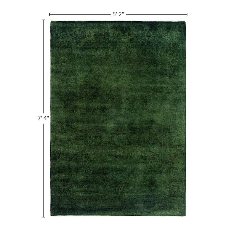 Fine Vibrance One-of-a-Kind Hand-Knotted Area Rug - Green, 5' 2" x 7' 4" - 5' 2" x 7' 4"