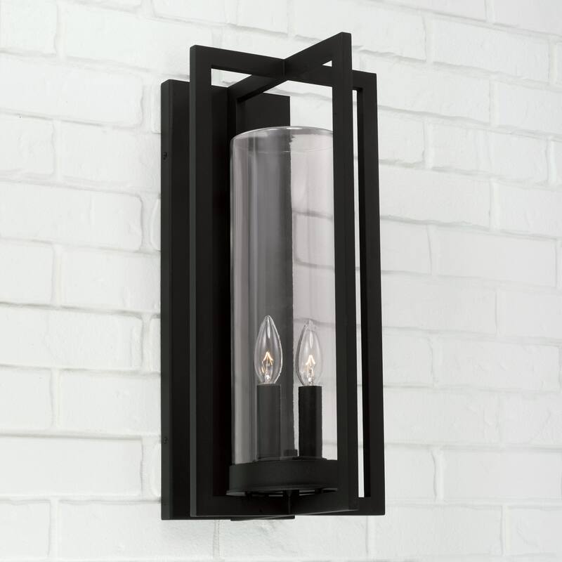 Kent Black Outdoor Wall Lantern w/ Clear Glass