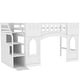 preview thumbnail 19 of 28, Twin Size Loft Bed with Storage Staircase and Window, Wood Twin Loft Bunk Bedframe w/Full-Length Guardrail, No Box Spring Needed