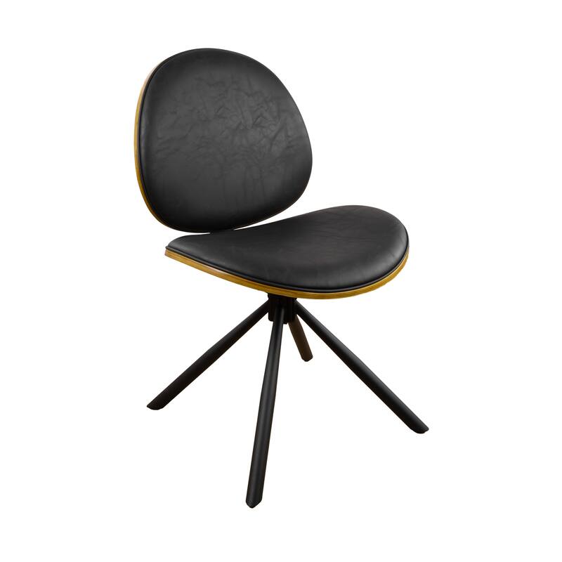 HomeRoots Black Upholstered Faux Leather And Metal Dining Side Chair - 21.06 in. x 32.87 in. x 23.62 in.