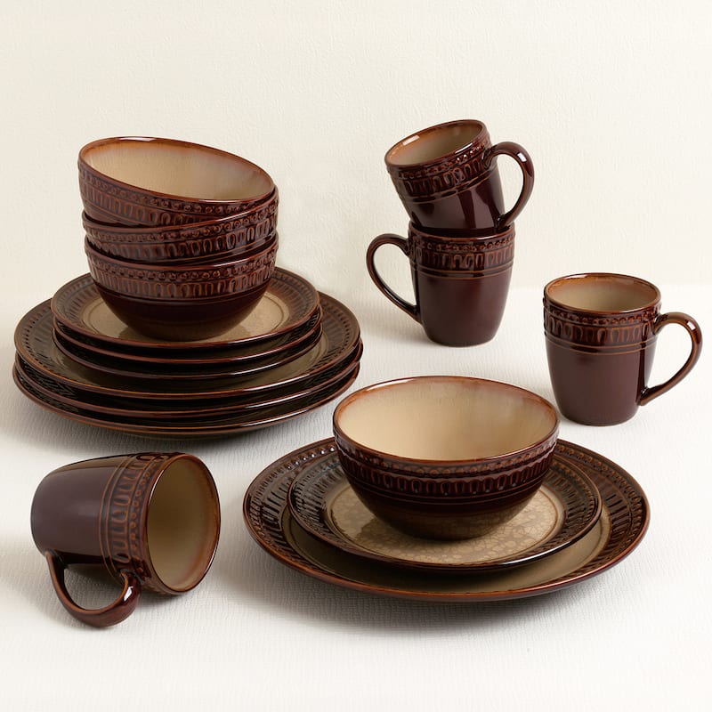 Lorren Home Trends 16 Piece Stoneware Set-Mojave