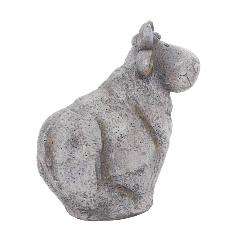 Polystone Cow Indoor Outdoor Garden Sculpture - Gray - Roche River Decor