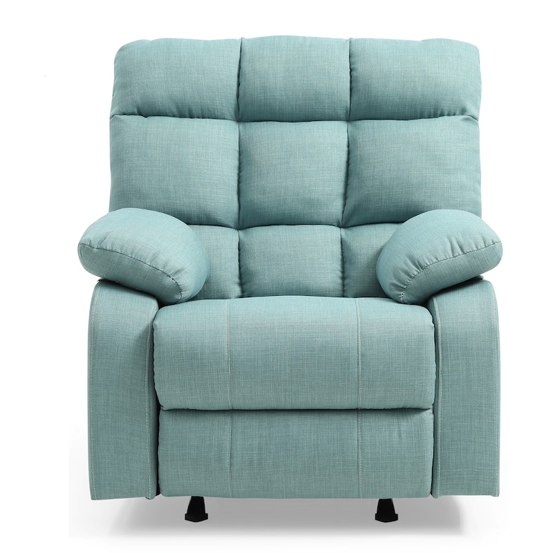 Upholstered Reclining Chair with Padded Arms - 39" - Teal Blue