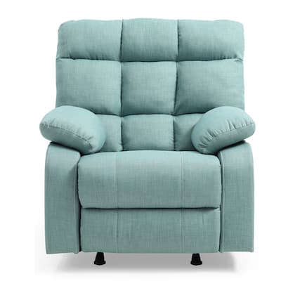 Upholstered Reclining Chair with Padded Arms - 39" - Teal Blue