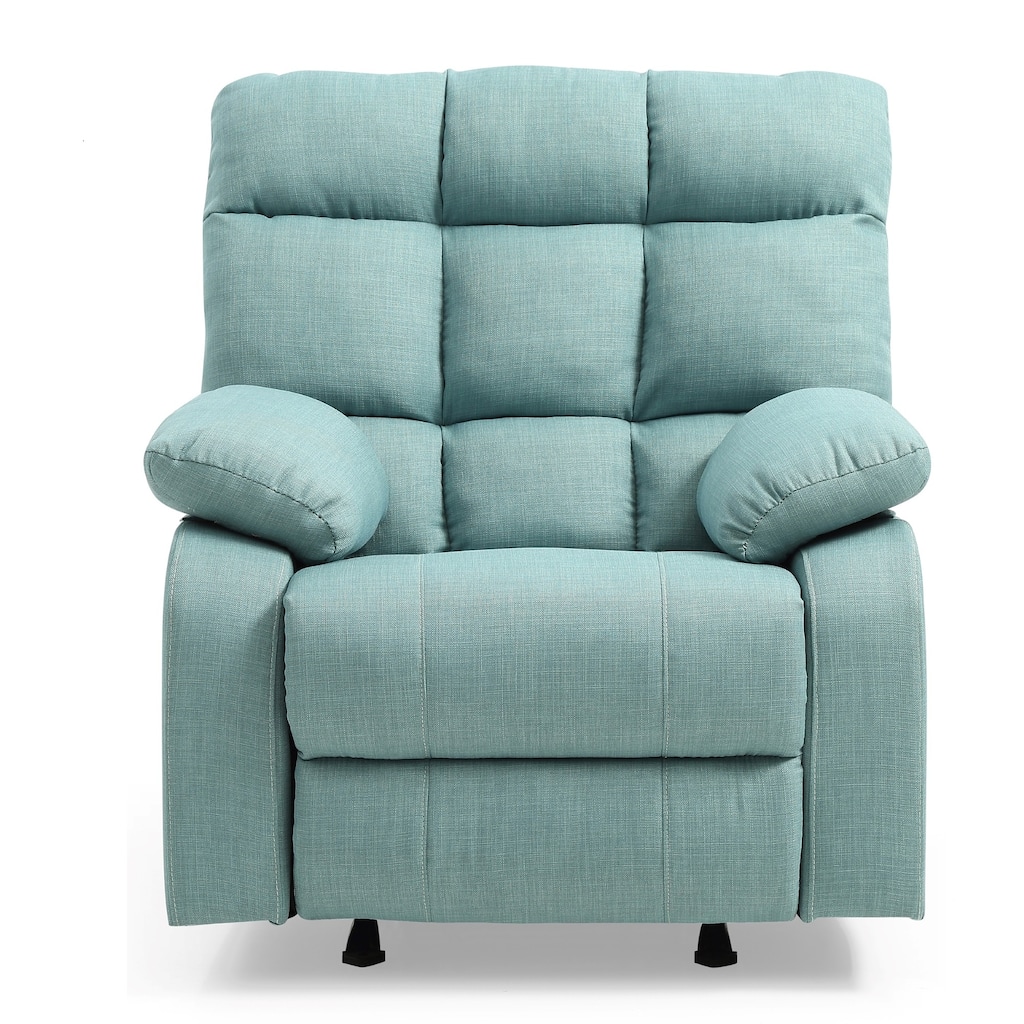 Upholstered Reclining Chair with Padded Arms - 39" - Teal Blue