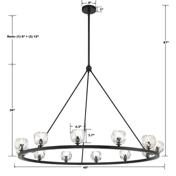 Aragon 12 Light Matte Black Chandelier