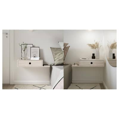 Set of 2 Floating Nightstands with Drawers, Shelf on the Right / Left