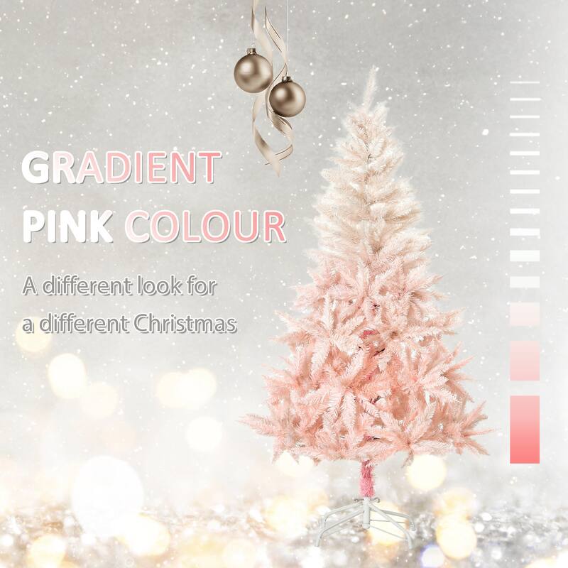 HOMCOM Unlit Spruce Artificial Tree - Realistic Branches, Pink