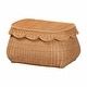 preview thumbnail 3 of 9, Ayleen Natural Rattan Basket Set with Scalloped Lids - Handwoven Wicker Storage Boxes, Boho Coastal Home Décor, 3-Piece Set